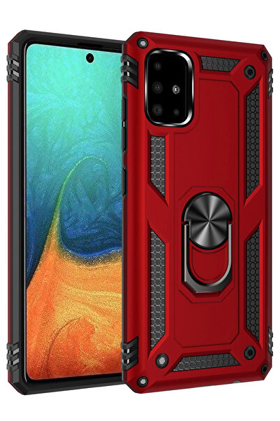 BALCI غطاء حماية سامسونج جالاكسي A71 من نيو فيس مع حلقة صوفيا - أحمر