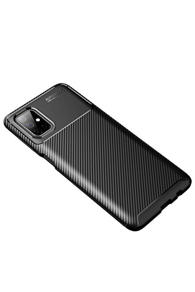 No 35 حافظة سامسونج جالاكسي M51 من نيو فيس، غطاء كربوني بتركيز تلقائي - أسود