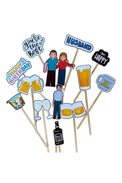 DecoParty Cake Toppers Set, THE BEST HUSBAND, 13 Figures, Cardboard