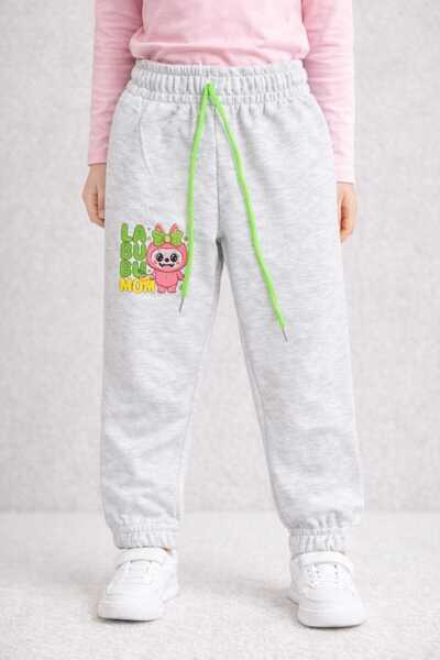 krm kerem bebe Thick Winter Patterned Lace-Up Girls' Sweatpants