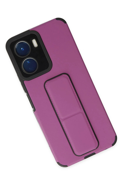 FREEDOM STOREE جراب Newface Vivo Y16 مصنوع من السيليكون مع حامل ميجا - أرجواني