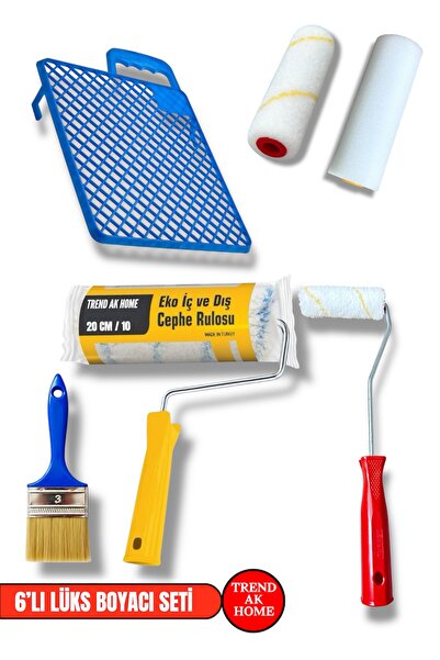 OSKAR FIRÇA 6’lı Lüks Boyacı Seti | 20 cm Rulo +10 cm Rulo +No:3 Kestirme Fır...