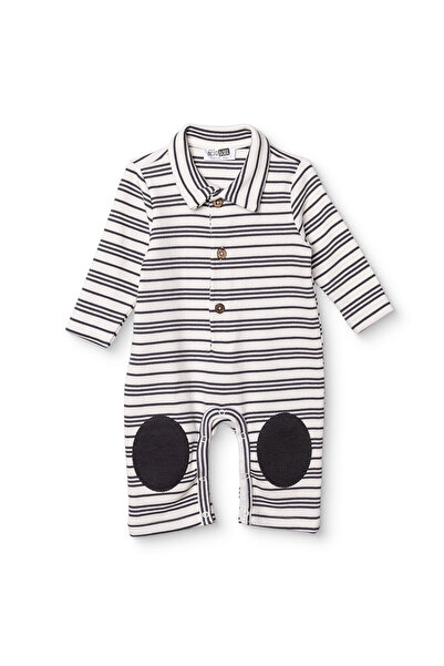 ebebek Hello Baby HelloBaby HelloBaby Erkek Bebek Patiksiz Tulum Çizgili Düğm...