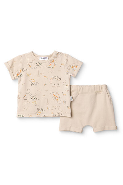 Bebetto , Erkek, Tshirt-Şort, Dinozor Baskılı, Bağcıklı, Dino, Bisiklet Yaka,...