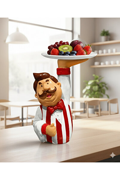 İki Cadı Tasarım Dekoratif Çizgili Garson Sunumluk - 25 x 18cm