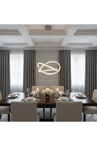 HAMER Modern silver classic pendant light with 3 changing light settings (cre...