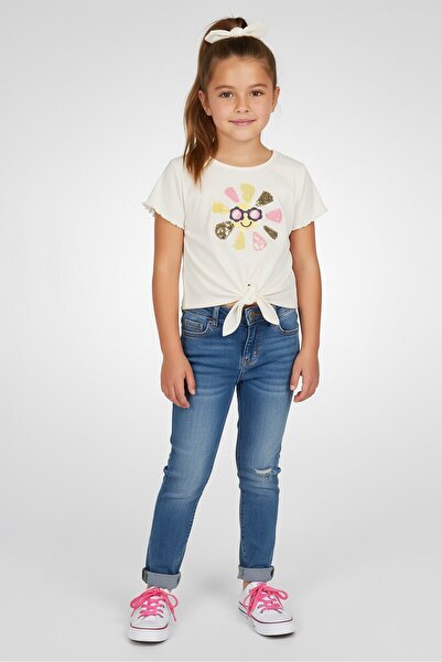 Derek Heart Kids Girl 2 Pcs Sequin Top And Scrunchie Set, White