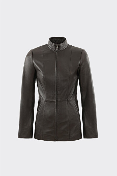 Elle Shoes Kahve Deri Kadın Ceket