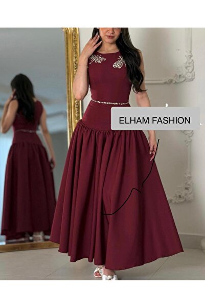 ELHAM FASHION Lavinia burgundy evening dress