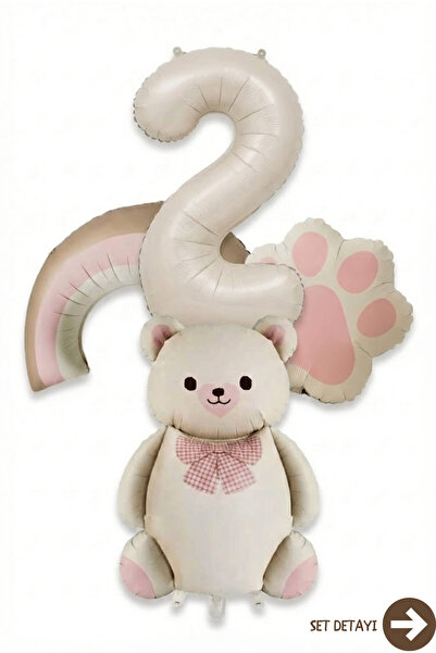 BALOMİS Ayıcık ve Pati Temalı 2 Yaş Doğum Günü Balon Konsept Seti