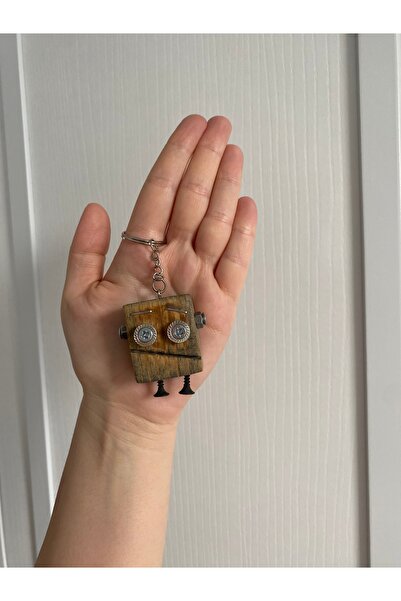 Anı_Atölye Handmade Wooden Robot Keychain/4 cm
