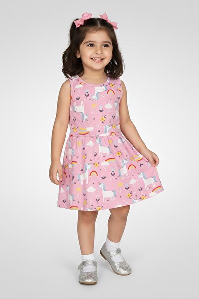 Guppyfriend فستان مطبوع عليه رسوميات للبنات الصغار، متعدد الألوان