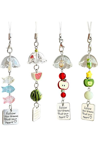Generic TERRIFI 4-Pack Handmade Phone Charms with Cute Fruit and Fish Designs...