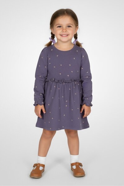 GUPPY Toddlers Girl Allover Print Dress, Multicolor
