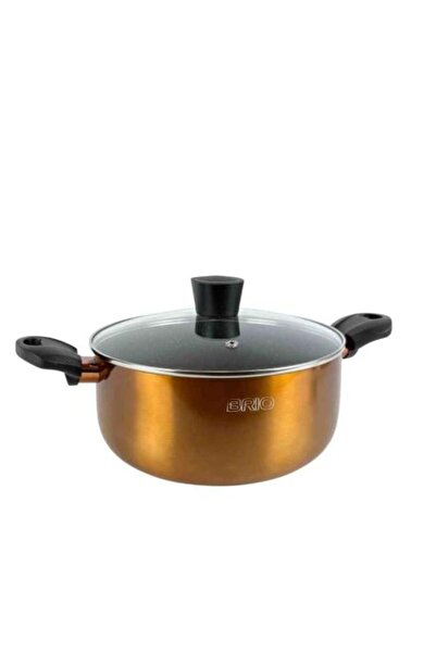 BRIO Non-Stick Cooking Pot with Glass Lid from - Copper Color - 24cm