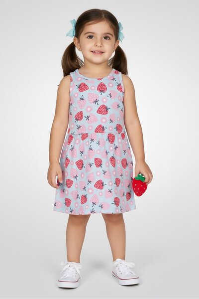 GUPPY Toddlers Girl Allover Print Dress, Multicolor