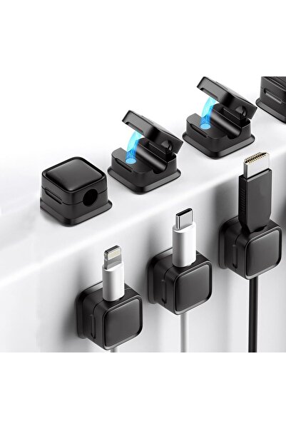 Generic منظم كابلات، مشابك كابلات مغناطيسية، منظم جداري للمكتب، حامل شاحن USB...