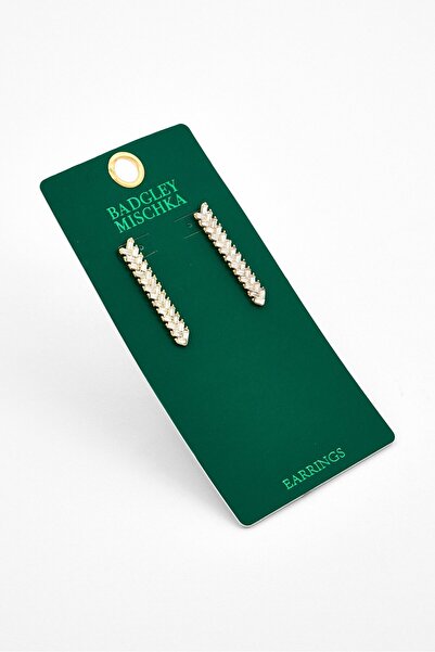 Badgley Mischka Women Baguette Vertical Bar Post Earring, Silver