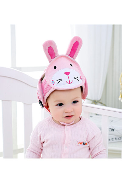 Other خوذة أمان للأطفال، واقي رأس شبكي على شكل أرنب وردي لطيف للزحف والمشي