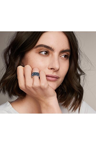 Tchibo Women Decorated With A Glittering Crystal Ring, Navy Blue
