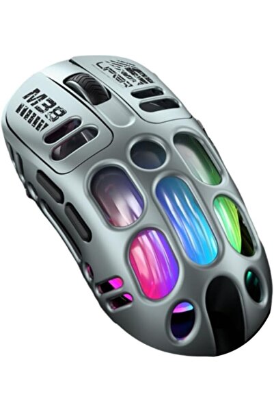 Generic ماوس ألعاب لاسلكي مجوف، مزود بإضاءة خلفية RGB سلكية وبلوتوث ثنائي الو...