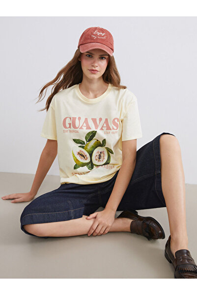 LC Waikiki Γυναικείο μπλουζάκι Özmarka New Season με στάμπα και λαιμόκοψη ποδ...