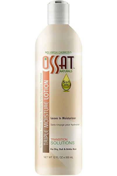 Ossat Naturals لوشن ترطيب ثلاثي للشعر 12 أونصة، علاج تصفيف غني بالزيوت 5 في 1