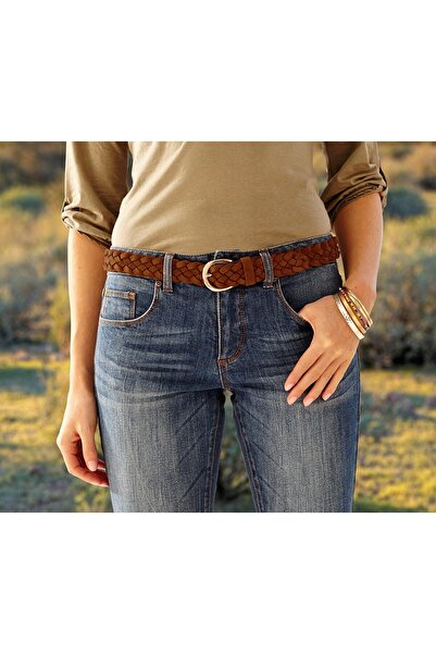 Tchibo Womens Braided Belt, Velours, Brown