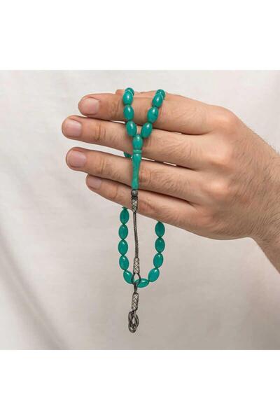 Inure Jewelry Mărgele de rugăciune de chihlimbar cu ciucuri de argint Kazaz