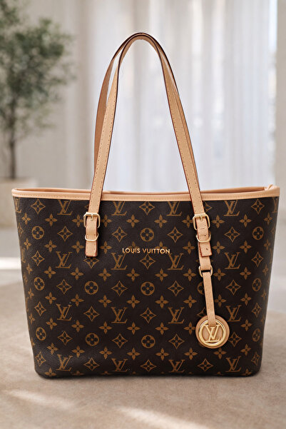 MİRALİS Monogram Desenli Geniş Tote Çanta – Orta Boy