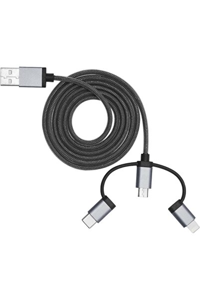 Generic كابل L'Avvento Mx413 ثلاثي الوظائف من نوع Lightning، طوله متر واحد، أسود