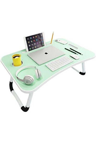 Generic Foldable Laptop Table with Cup Holder Green Premium Design and Premiu...