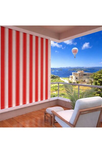 MRC Tekstil Waterproof Balcony Curtain – Canvas Curtain with Cornice & Ties E...