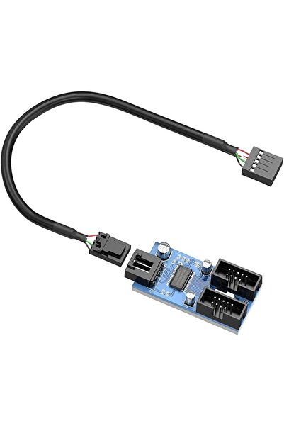 Generic محول منفذ USB 2.0 للوحة الأم إلى منفذ مزدوج، موزع داخلي Azonee ذو 9 د...