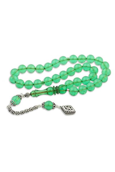 ROİSYA ​ Tasbih din argint cu ciucuri verde, chihlimbar de foc