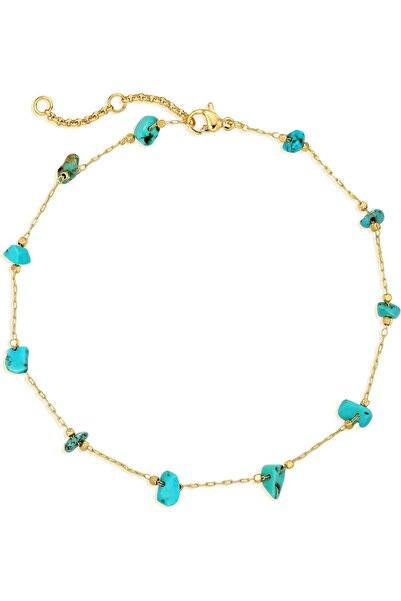 Generic خلخال ذهبي مزين بتعليقة عين الحسد، مطلي بالذهب عيار 14 قيراط، بتصميم ...