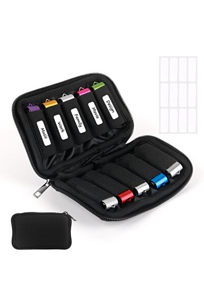 Generic حافظة ذاكرة فلاش USB بـ 10 فتحات، منظم ذاكرة محمول مع 12 ملصقًا، وحدة...