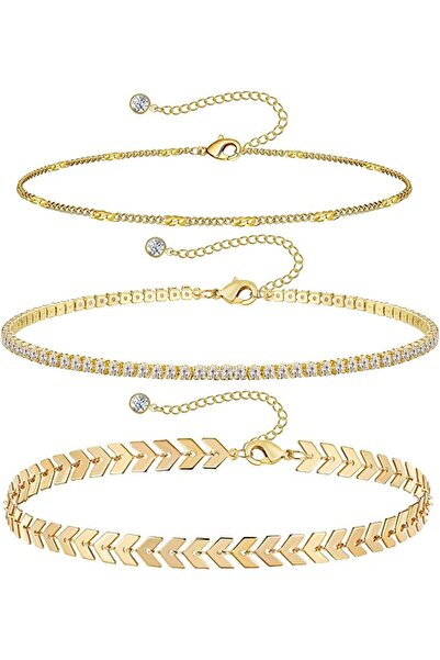 Generic 3Pcs Ankle Bracelets Set For Women Anklet Set Adjustable Foot Chain J...