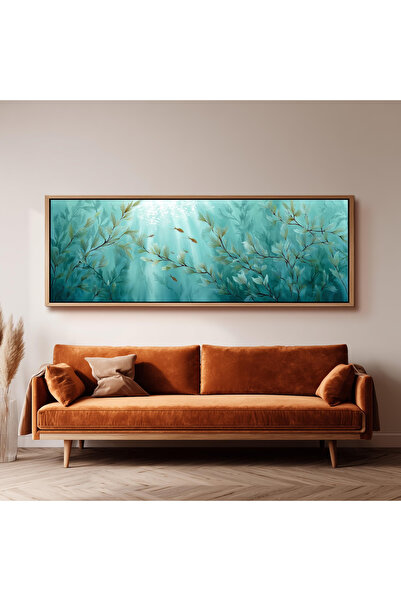 Tuba Decor Tek Parça Gerçek Ahşap Yatay Panorama Çerçeveli Tablo su altı manzara