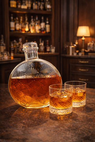 COCEM 500 CC Yuvarlak Cam Karaf & 2’li 235 CC Bardağı Seti – Kristal Desenli ...