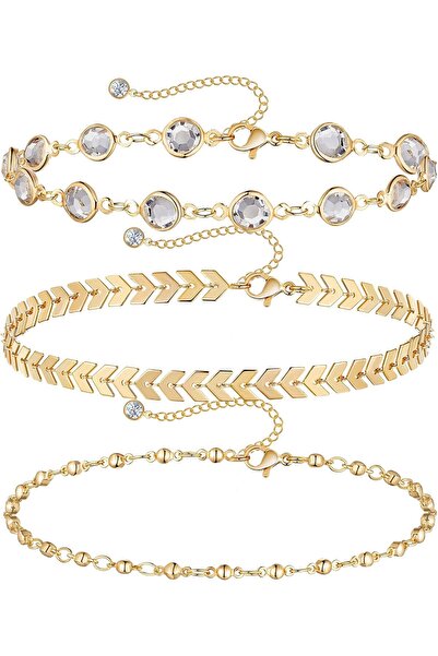 Generic خلخال بسلسلة كوبية، أساور للكاحل من الذهب عيار 14 قيراطًا، أساور للكا...