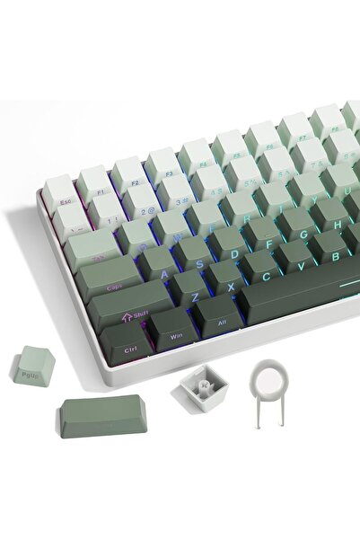 Generic X spring Shine Through PBT Keycap, 136 Keys Gradient Green keycaps, O...