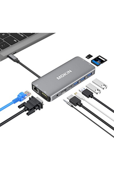 Generic محول MOKiN USB-C متعدد المنافذ - دونجل محمول 10 في 1 مع منفذ HDMI بدق...