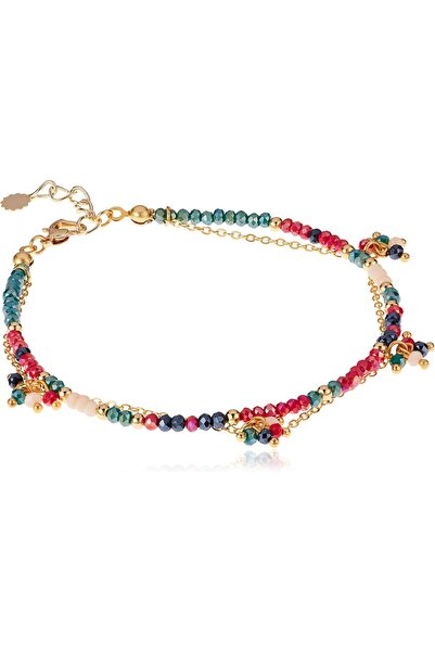 Generic Medium Size 2 Row Crystal And Gold Plated Anklet For Women Ee3891Rgs