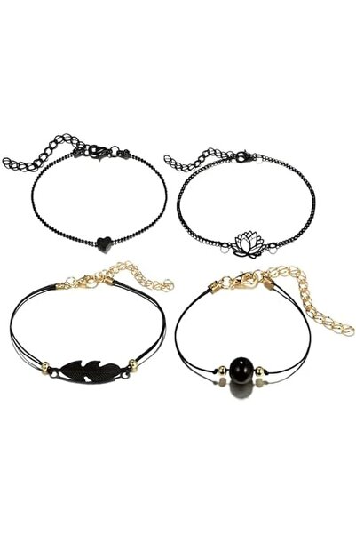 Generic 4 Piece Heart Flower Shape Chain Anklet