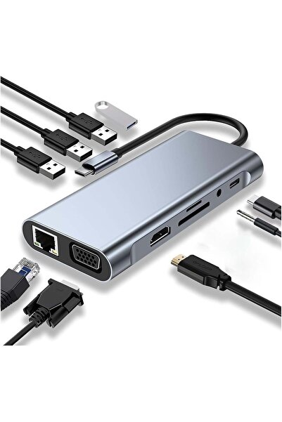 Generic محول USB-C متعدد الوظائف (11 في 1)، دونجل USB-C مع منفذ HDMI بدقة 4K،...