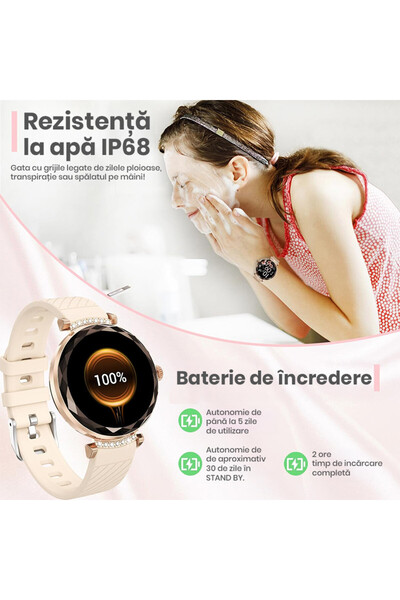 xenomo Ceas inteligent Xenomo® GRACE, AMOLED, apel Bluetooth, ritm cardiac, 2 brațe
