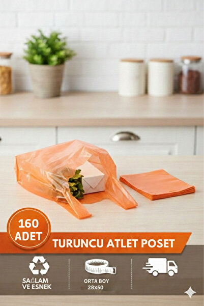 GNRPACK ŞEFFAF TURUNCU ATLET POŞET 1KG 160 ADET 28X50 orta boy market hışır t...