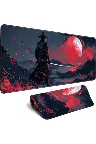 Generic سجادة ألعاب ساموراي حمراء، وسادة ماوس كبيرة جدًا للرجال، 31.5 × 11.8 ...