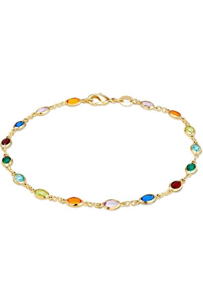 Generic 18K Gold Plated Ladies Anklet Multi Color Rectangle Crystal Anklet La...